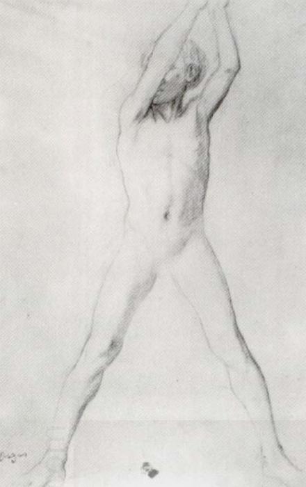 Edgar Degas Study for the youth with Arms upraised oil painting picture